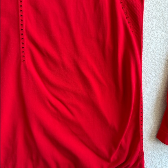 Athleta Red Athleisure Size L Long Sleeve Perforated Detail Lightweight Top - Picture 7 of 16
